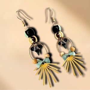 Sharks Tooth Earrings, Agate & Amazonite Boho Earrings